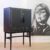 Barschrank schwarz mit Goldrahmen – Vintage, 1950er