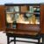 Barschrank schwarz mit Goldrahmen – Vintage, 1950er