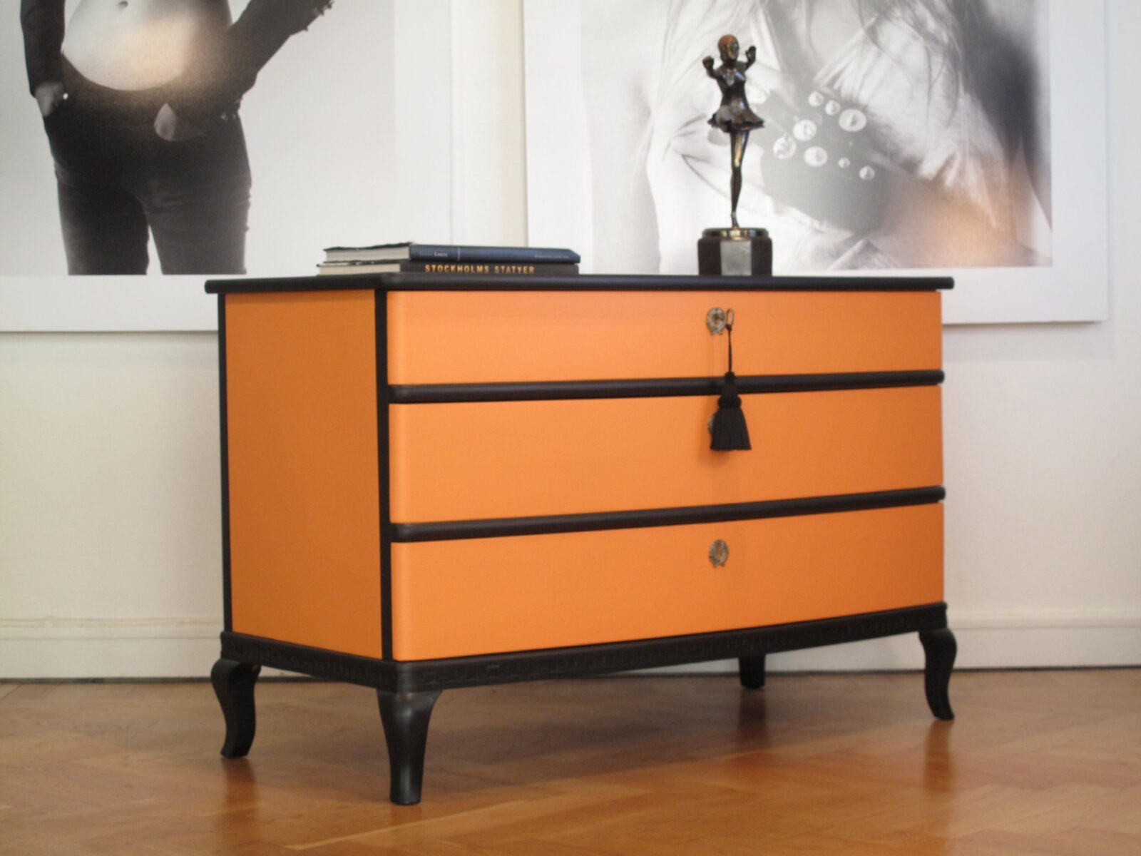 SÅLT - ART DECO - SVART & HERMÉS-ORANGE - LIKNANDE KAN BESTÄLLAS