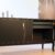Sideboard schwarz mit Goldrahmen – antik, um 1930