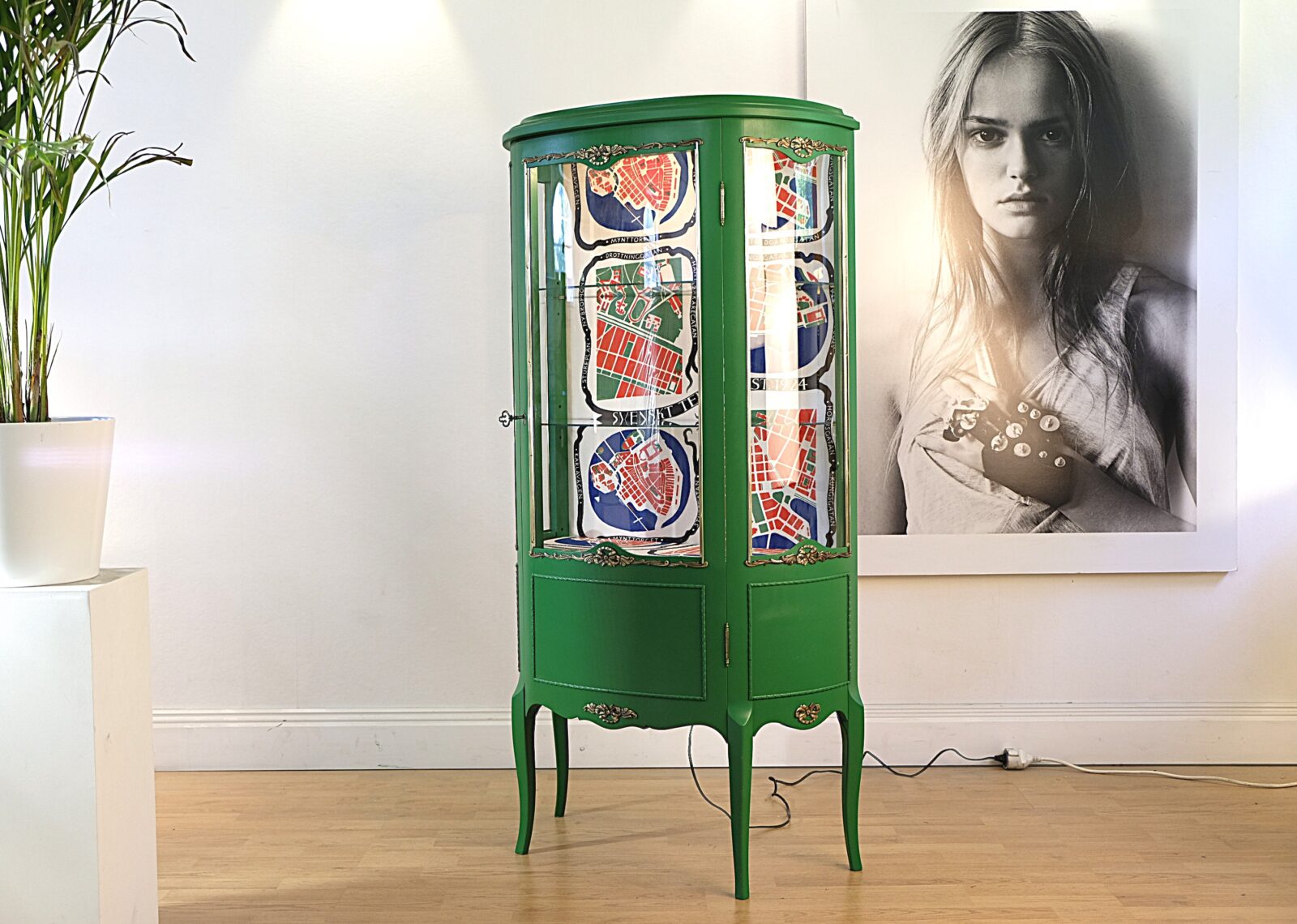 Vitrine grün – gustavianisch, Josef-Frank-Motiv
